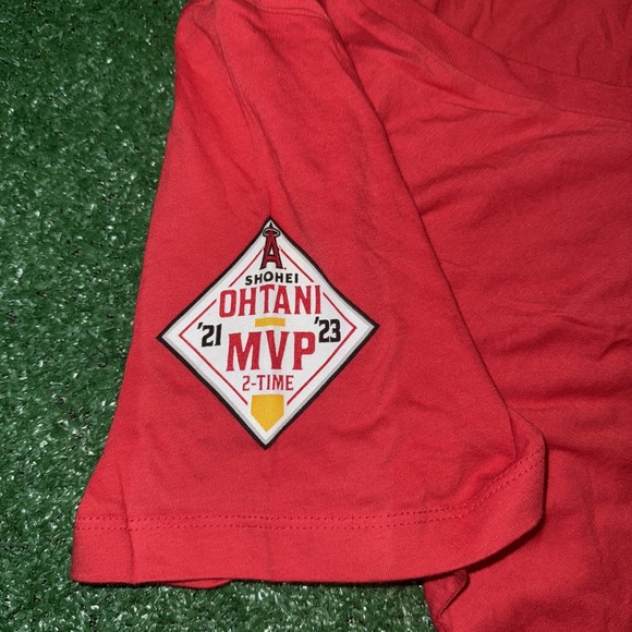 New Era Shoei Ohtani Los Angeles Angels MVP‎ Women's V-neck XL Red T-shirt NWT - Picture 5 of 9